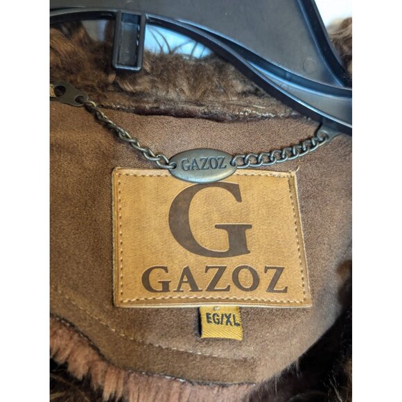 Gazoz Womens Vegan Faux Suede & Fur Brown Embroidered Coat EG/XL - Picture 3 of 8